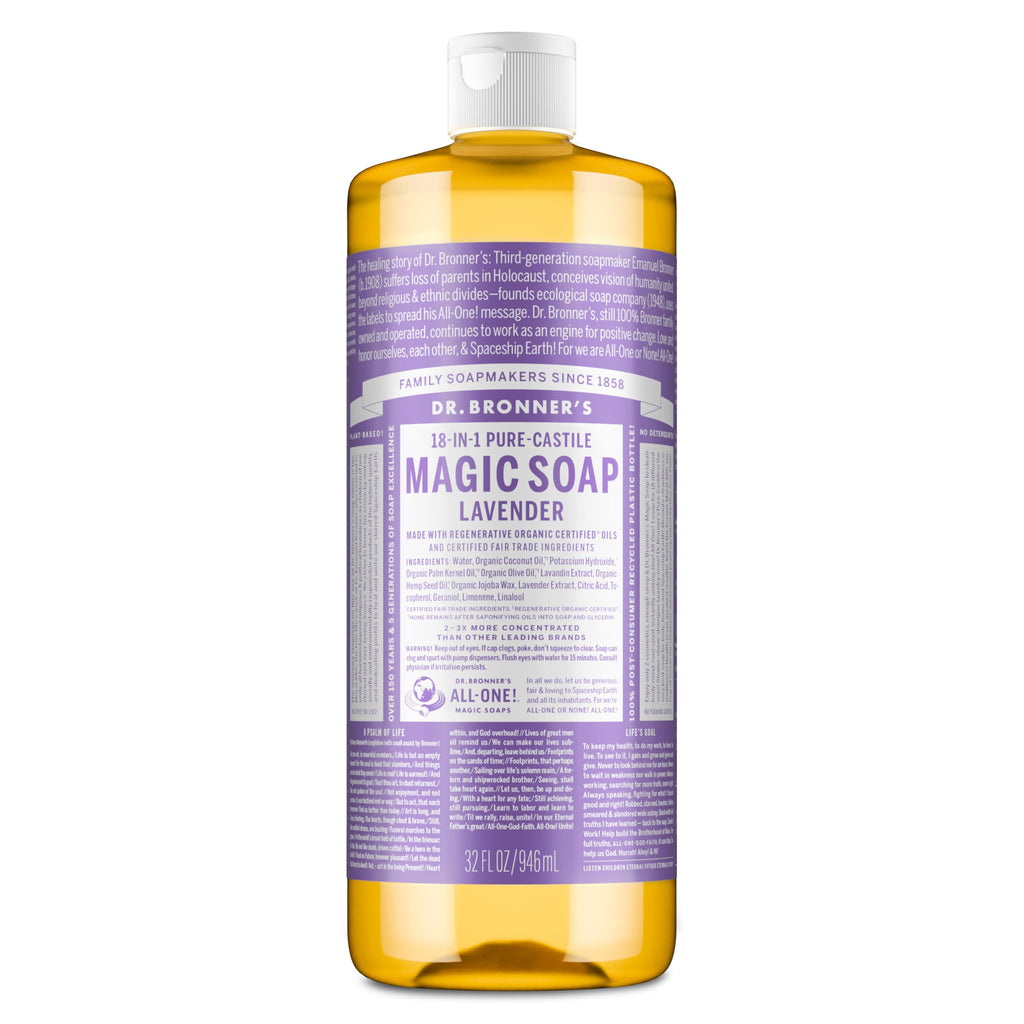 Buy now Dr. Bronner's Magic Soap-Pure-Castile Liquid Soap (Lavender, 8 ounce)-Regenerative Organic Certified Oils, 18-in-1 Uses: Body, Hair, Laundry, Pets & Dishes, Concentrated, Vegan, Non-GMO at indiglob india