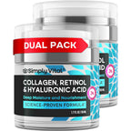 SimplyVital Face Moisturizer Retinol Collagen Hyaluronic Acid Cream 1.7 oz | Anti-Aging, Moisturizer Face Cream for Women & Men, Visibly Firming, Hydrating Neck Care, Day & Night Skin Care, Silky Feel