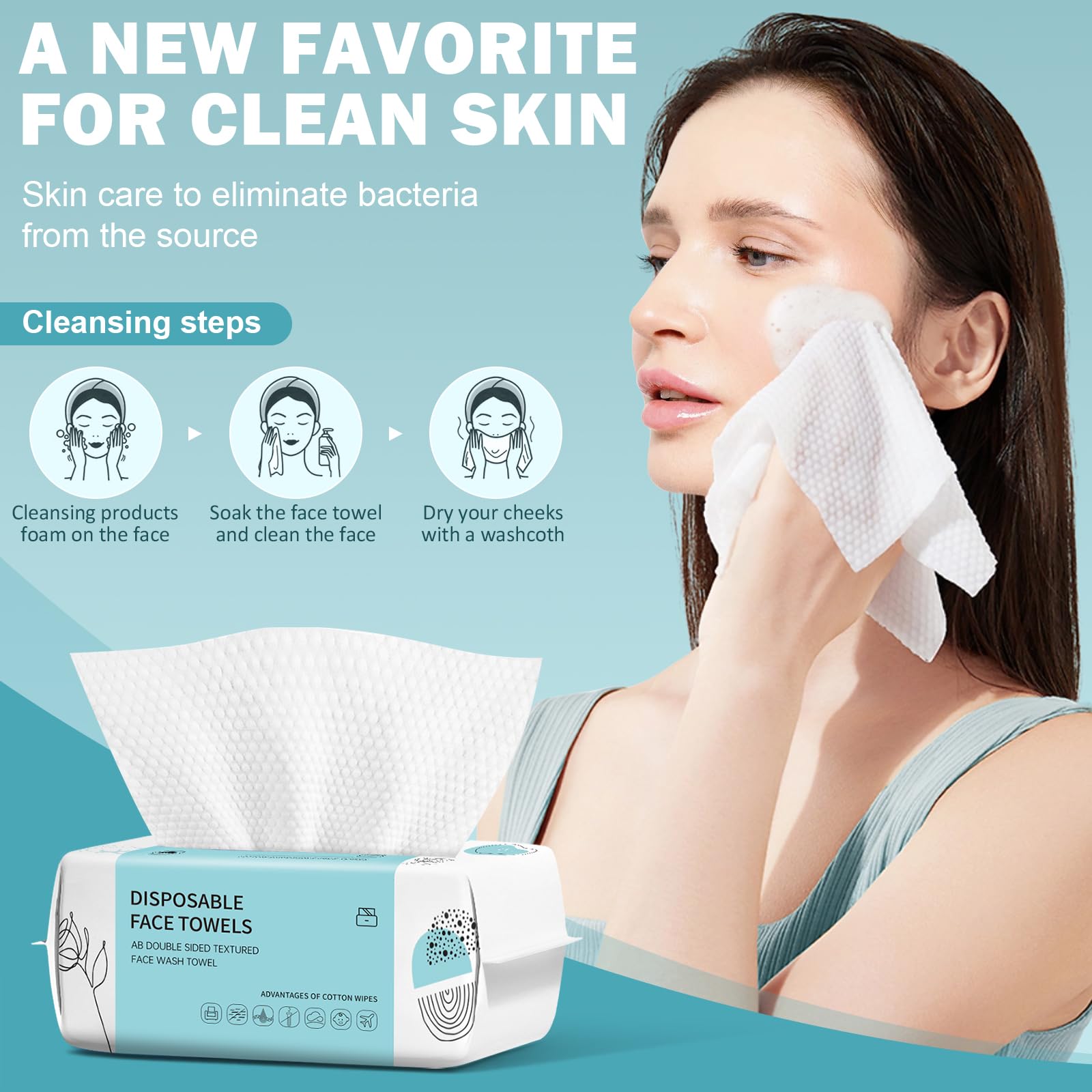 Face Towels, Disposable Face Towel 600 Count, Makeup Remover Dry Wipes, Soft Cotton Dry Wipes Facial Cloths Towelettes for Washing and Drying, Facial Tissue for Cleansing, Skincare
