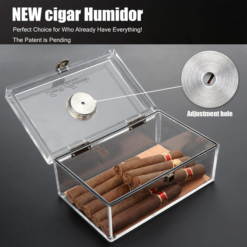 Buy now Scotte Acrylic Cigar Humidor Jar/case/Box with Humidifier and Hygrometer,humidor Can Hold About 20 Cigars Including Cigar Cutters and Cigar Punch (Clear-1) at indiglob india