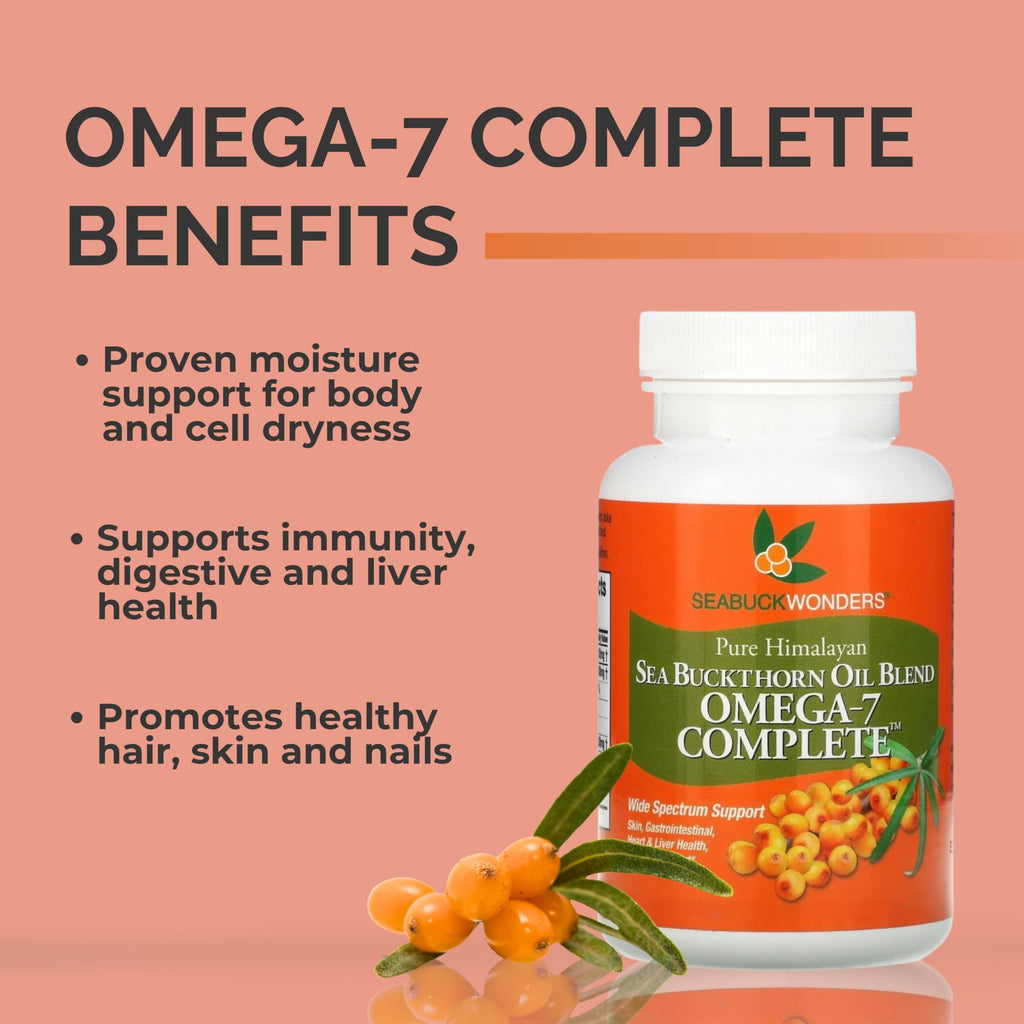 SeabuckWonders Organic Sea Buckthorn Oil Omega-7 Complete, 30 Softgels | 15 Day Supply, with Omega 3, 6 & 9, Supports Hair, Skin & Nails, 100% Pure with Zero Filler Oil