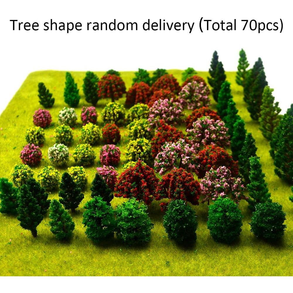 Buy now 70pcs Mini Mixed Miniature Fake Trees Model Train Scenery Artificial Wargame Trees Model Railroad Scenery Diorama Supplies for DIY Landscape at indiglob india