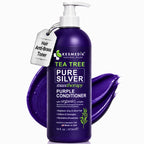 Tea Tree Purple Shampoo and Conditioner Set for Blonde, Silver & Gray Hair, Anti-Brass Toning & Brightening, Refreshes and Hydrates Scalp & Hair, Sulfate-Free Botanical Formula