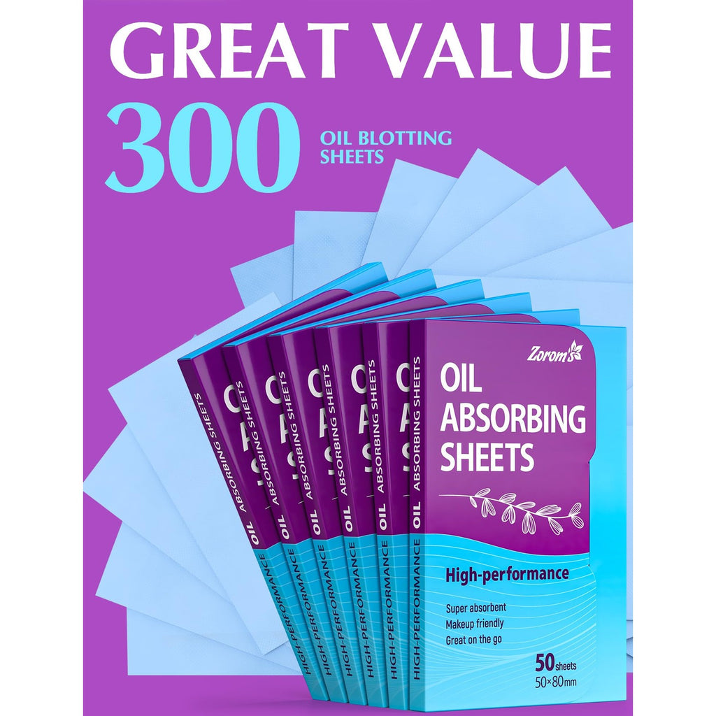 High-Performance Oil Absorbing Sheets for Face – 6pk/300 - Makeup Friendly | Blotting Papers for Oily Skin - Oil Control Film - Skin Friendly - Perfect for Keeping in Purse - Unisex - Gteat on the Go