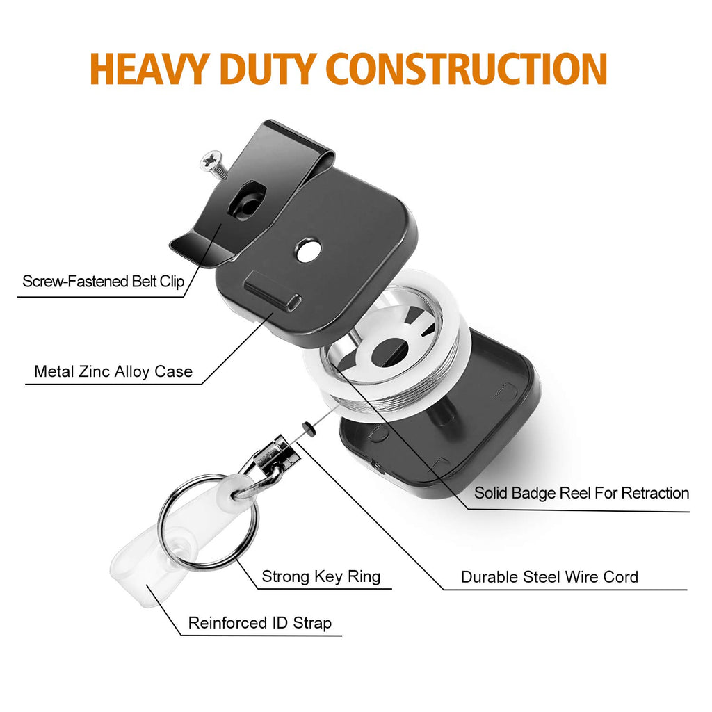 FEELSO Badge Holder Reel Retractable, 2 Pack Metal Heavy Duty Badge Holder