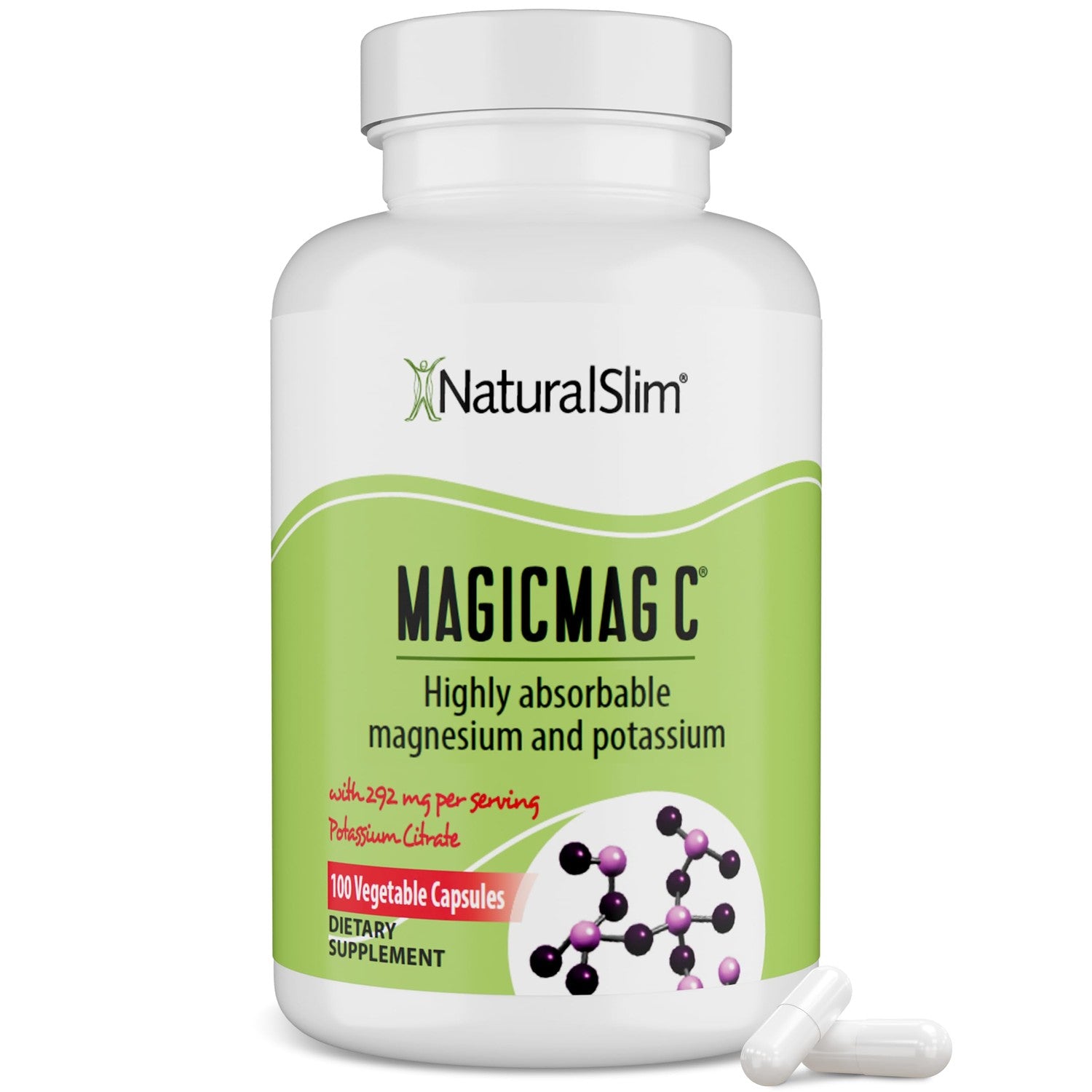 MagicMag C by NaturalSlim Magnesium Citrate, 100 Capsules | Magnesium Citrate Capsules, for Muscle Relaxation, Sleep Quality, Nerve Function and Electrolyte Support