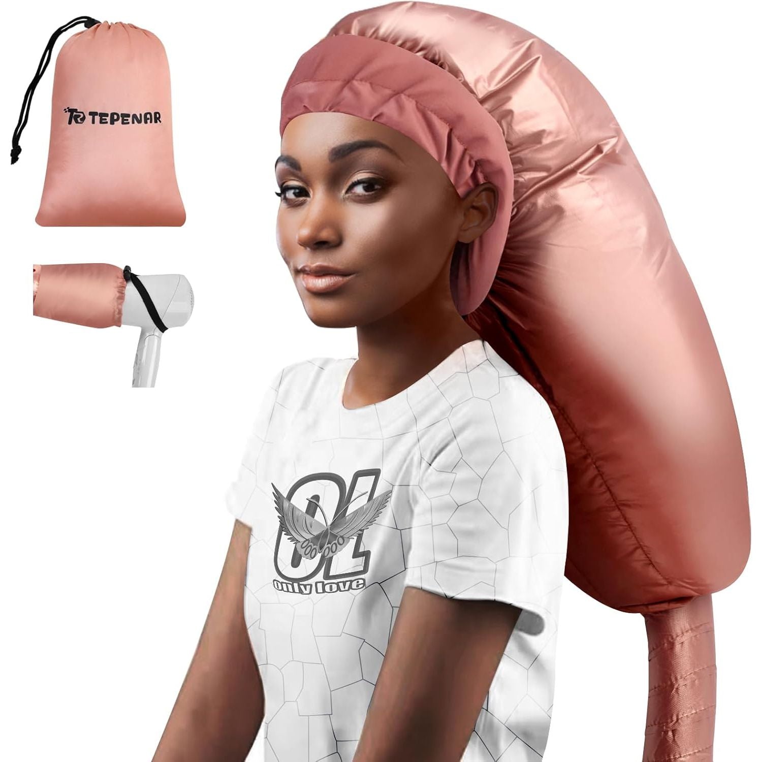 Buy now Bonnet Hair Dryer Attachment, Large - Black, Upgraded Soft Adjustable for Hand Held Hair Dryer, Fast Drying, Ideal for Natural Curly Textured Hair Care and Speeds Up Drying Time at Home Extra Large - Rose Gold at indiglob india