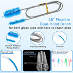 13Pcs Glass Cleaning Kit Tube Pipe Cleaners Straw Cleaner Brush - Reusable Handles Extra Long Bottle Brush & for Glass Water Stan-Ley Mugs (40,30,20 oz), for Sippy Cup, Water Bottle, Tubes Drains