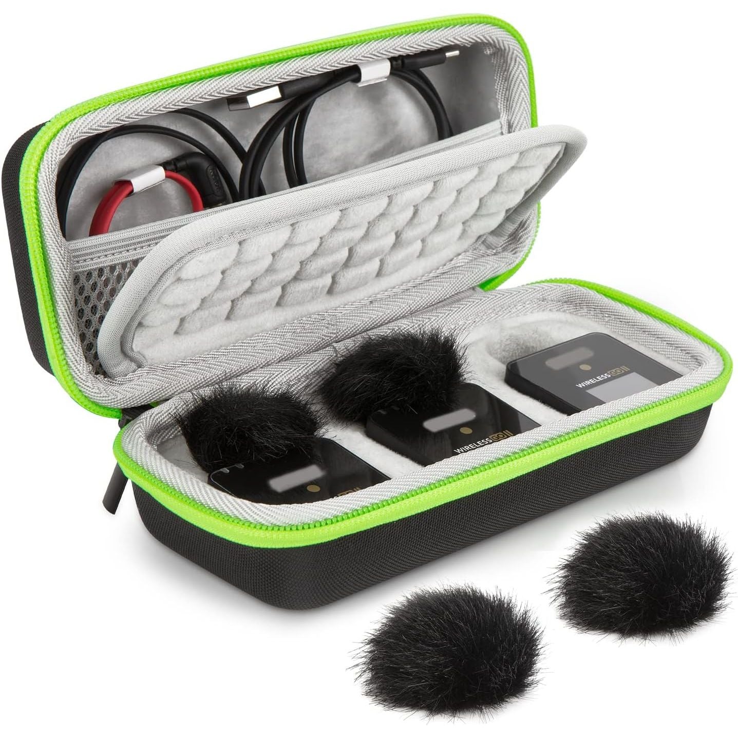 Buy now YOUSHARES Wireless Go 2 Hard Carring Case - Professional Flocking Mic Case Compatible with Rode Wireless GO II Dual Channel Compact Digital Wireless Microphone System (black) Case & 2 Furry Covers at indiglob india
