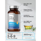 Horbäach Triple Omega 3-6-9 240 Softgels | from Fish, Flaxseed, Borage Oils | Non-GMO & Gluten Free