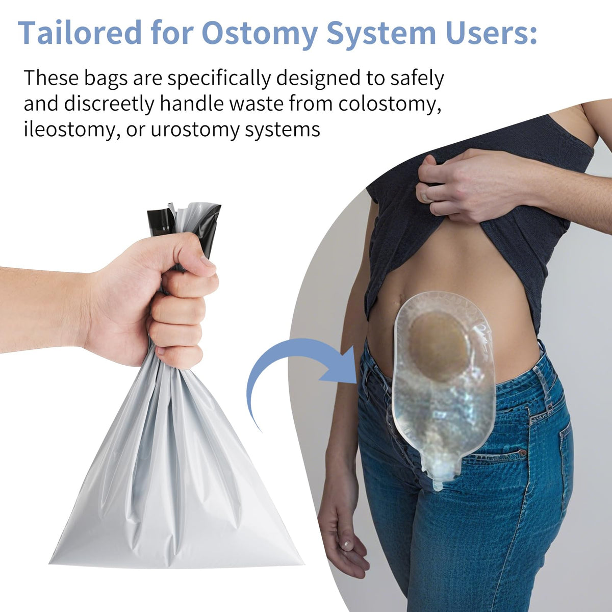 7.8 x 11.8 Inch Disposable Ostomy Waste Bags 50-Pack
