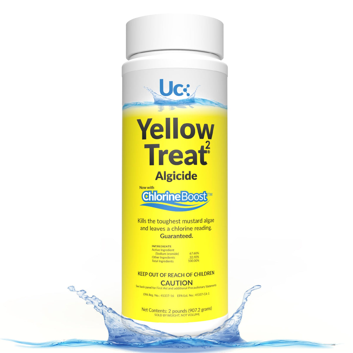 United Chemical's Yellow Treat Mustard Algaecide for Swimming Pool – Super Strength Algae Killer for Mustard & Yellow Algae in Saltwater & Chlorine, Above & Inground Pool Treatment | YT2-2LB