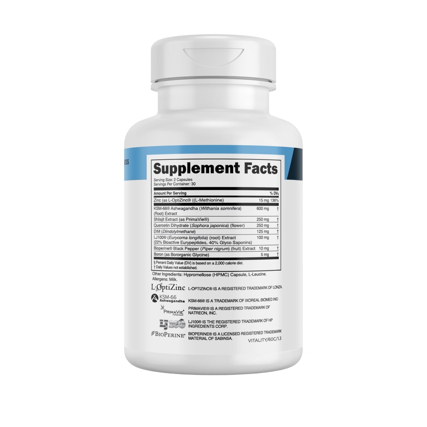 Transparent Labs Vitality Testosterone Booster - Testosterone Supplement for Men with Ashwagandha KSM-66, PrimaVie Shilajit Extract, & DIM to Support Vitality, & Bioavailable Testosterone - 60 Count