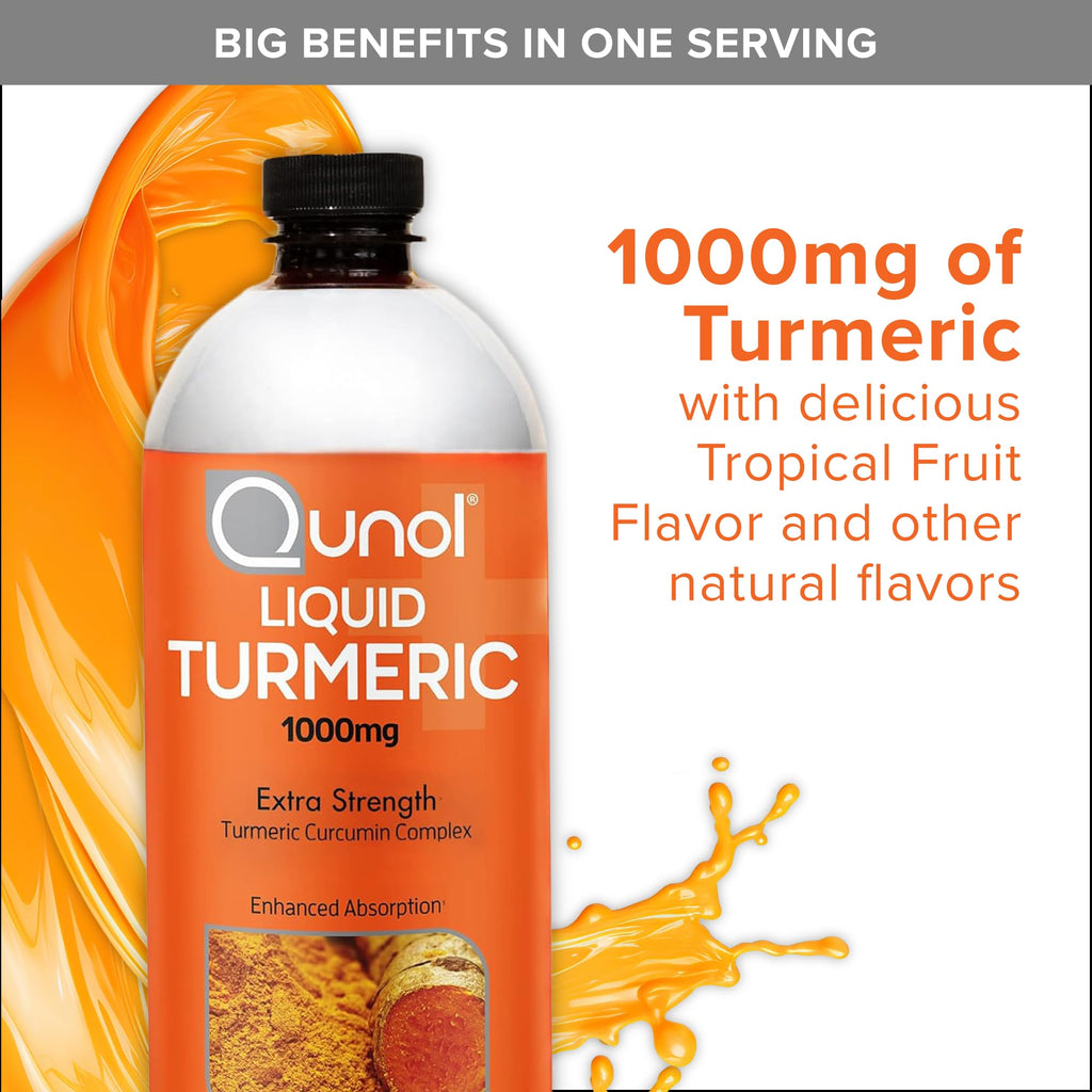 Qunol Liquid Turmeric 1000mg, Black Pepper Enhanced Absorption, 40 Servings | #1 Doctor Recommended form of Turmeric Curcumin, Extra Strength Complex for Joint Support and a Healthy Inflammation Response