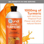 Qunol Liquid Turmeric 1000mg, Black Pepper Enhanced Absorption, 40 Servings | #1 Doctor Recommended form of Turmeric Curcumin, Extra Strength Complex for Joint Support and a Healthy Inflammation Response