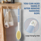 Back Scrubber Anti Slip for Shower, Shower Brush Long Handle with Stiff and Soft Bristles, Body Exfoliator for Bath or Dry Brush(Blue)
