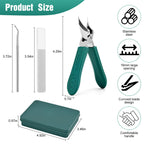 Upgraded Eagle Beak Beveled Nail Clippers, Long Handle Wide Jaw Slanted Nail Clipper, Eagle Beak Angled Edge Nail Clippers 3-Piece Set, Wide Jaw Opening Anti-Splash Nail Clipper for Men Women(Green)
