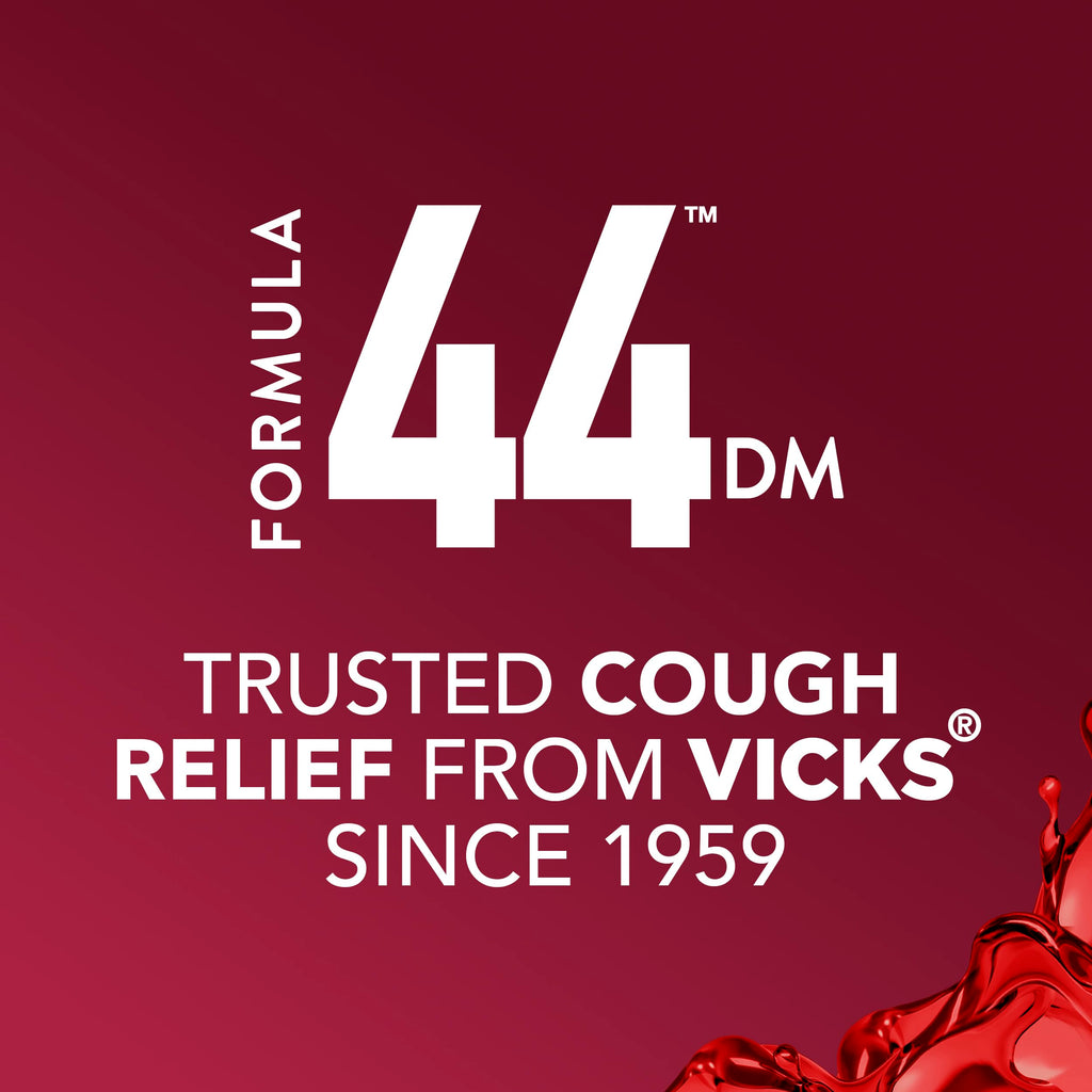 Buy now Vicks Formula 44 DM Cough & Congestion Liquid, Over-The-Counter Medicine, Day or Night, Cough Syrup, Powerful Cough and Congestion Relief, Cough Suppressant and Expectorant, Berry Flavor, 2x12 FL OZ at indiglob india