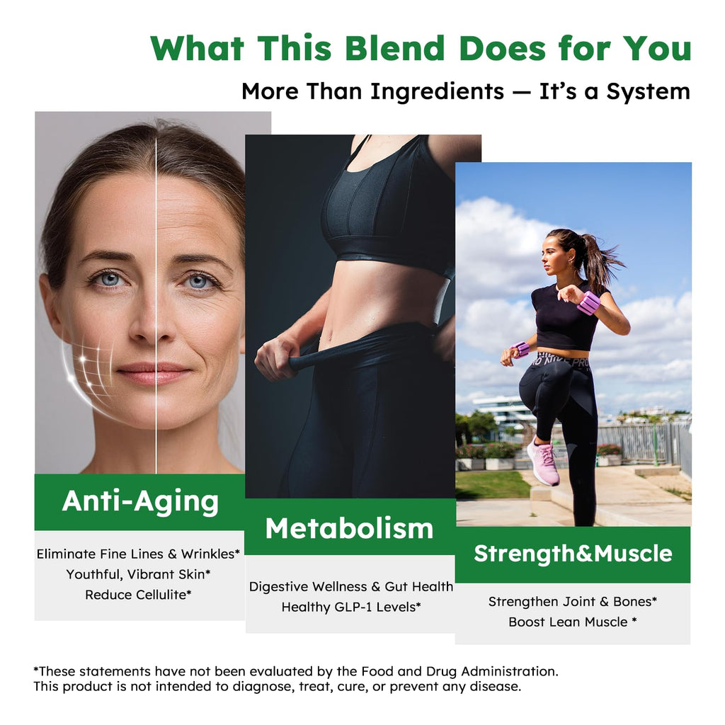 10-in-1 Liquid Collagen for Women, GLP Friendly Multi Collagen | Trim & Glow Hydrolyzed Collagen Burn Drops w. Hyaluronic Acid Biotin Green Tea & ACV, Digestive Gut Skin Health & Hair Growth
