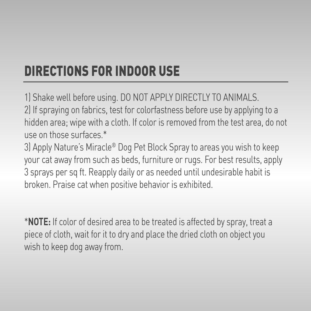 Nature's Miracle Dog Pet Block Repellent Spray, for Indoor Training, 16 oz