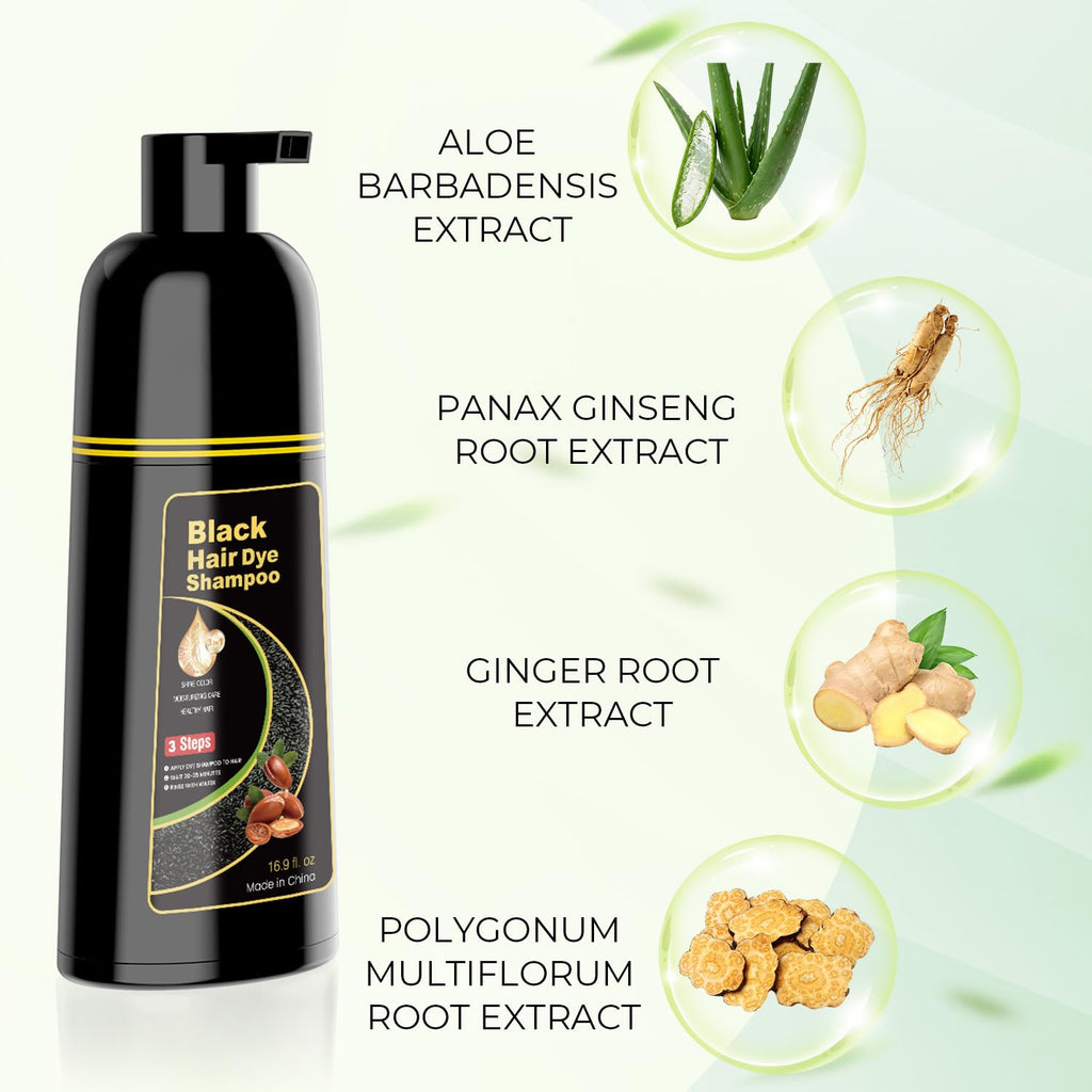 KAISASA Black Hair Dye Shampoo 3 in 1,Hair Color Shampoo for Women and Men | Hair Dye Shampoo Covers Gray Hair