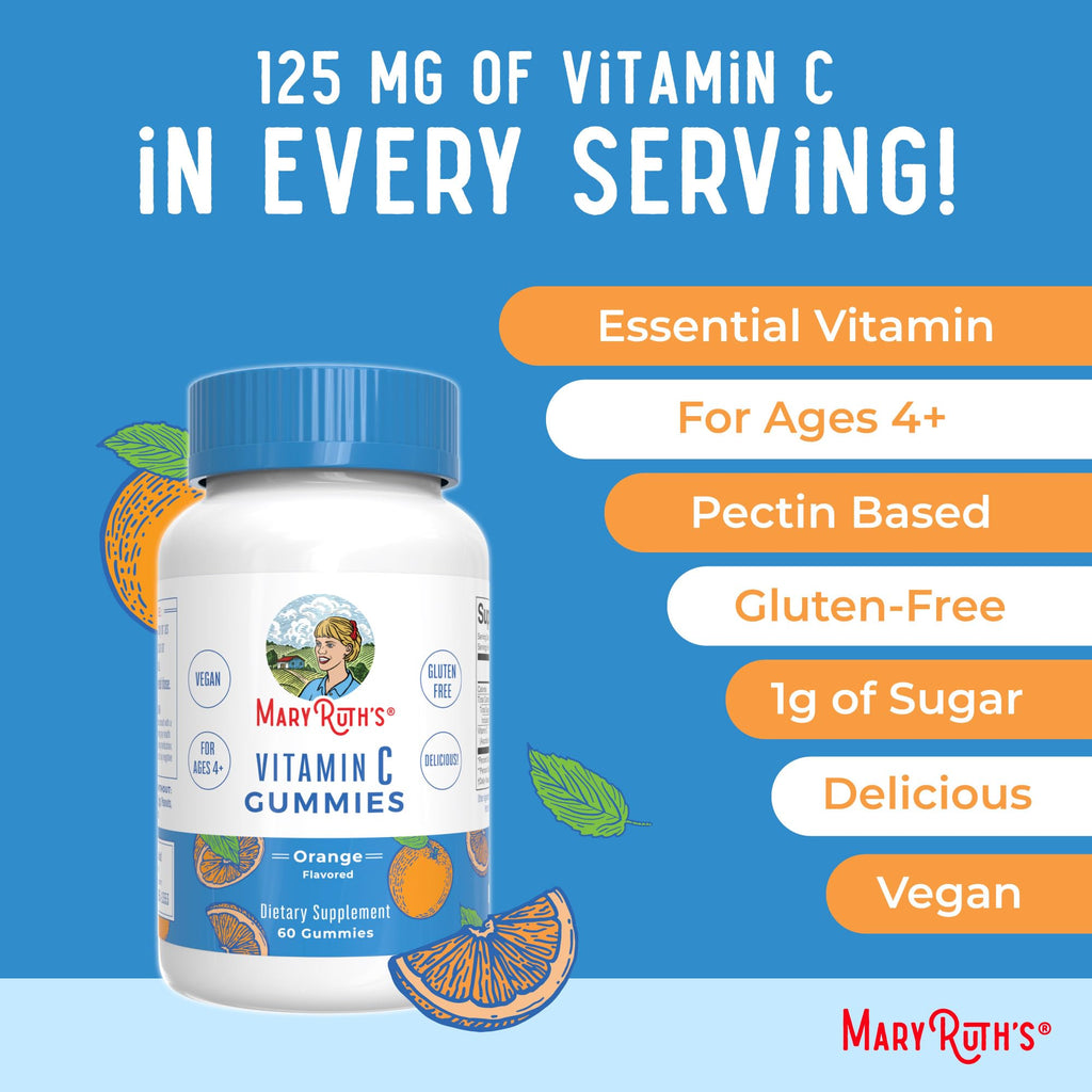 MARYRUTH'S Vitamin C Gummies for Adults & Kids, Immune Support, 60 Servings | Immune Support, 60 Servings