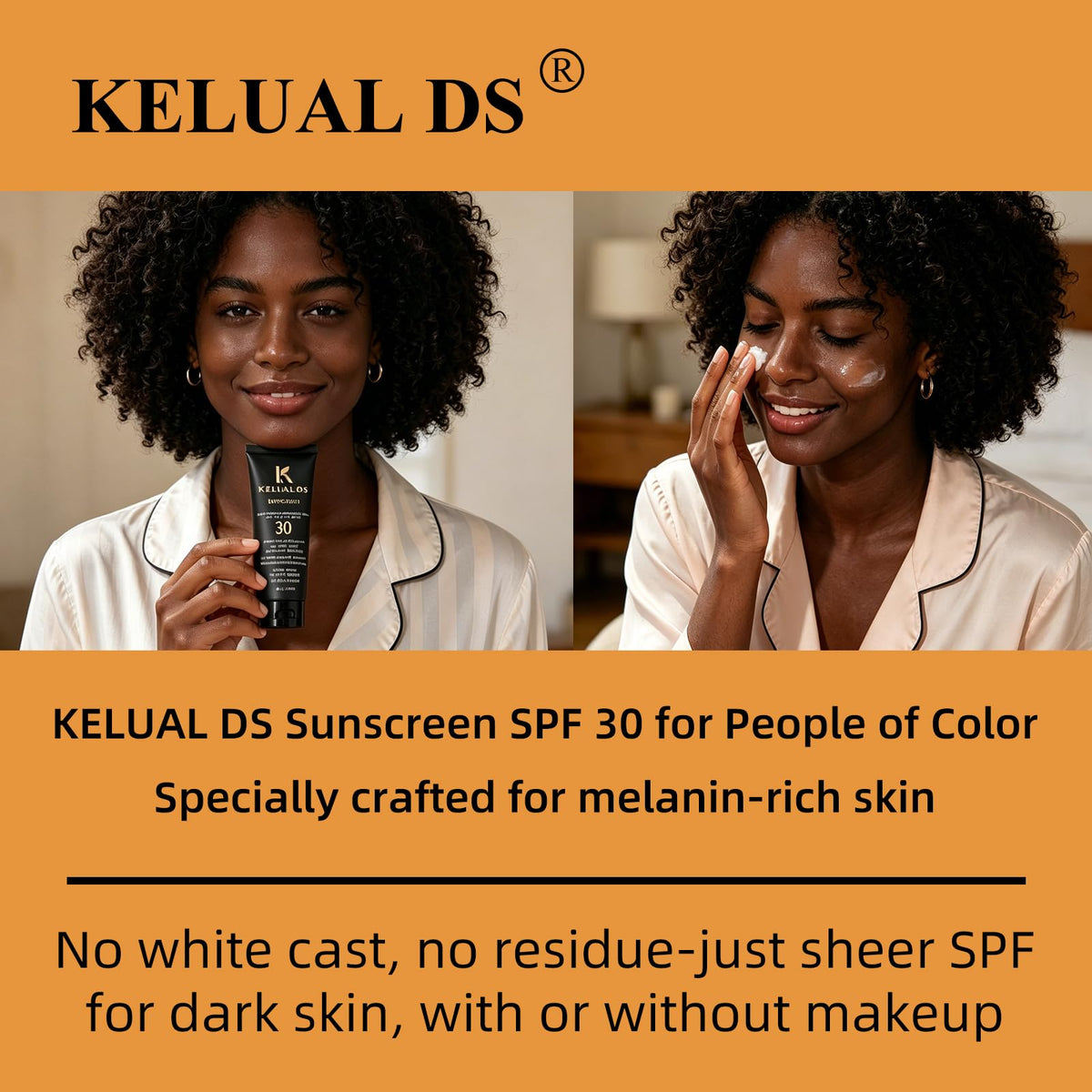 Black People Sunscreen SPF 30 Infused with Natural Ingredients and Formulated for Women of Color,No Synthetic Fragrance and Cruelty Free,Moisturizing Sun Protection,SPF 30-3.01 FL OZ/90ML