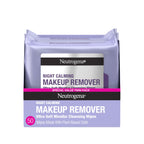 Neutrogena Night Calming Makeup Remover Face Wipes, 2 x 50 ct | Nighttime Cleansing Towelettes, Remove Sweat Dirt & Makeup, Hypoallergenic, 100% Plant Based Cloth
