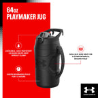 Buy now Under Armour Half Gallon Water Bottle Insulated, 64oz Insulated Water Bottle with Handle, Fence Hook, Leak Resistant, for Baseball, Football & More, Academy/Black at indiglob india