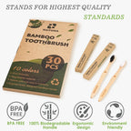 30 PCS Bamboo Toothbrushes, Individually Wrapped Wooden Toothbrushes Bulk