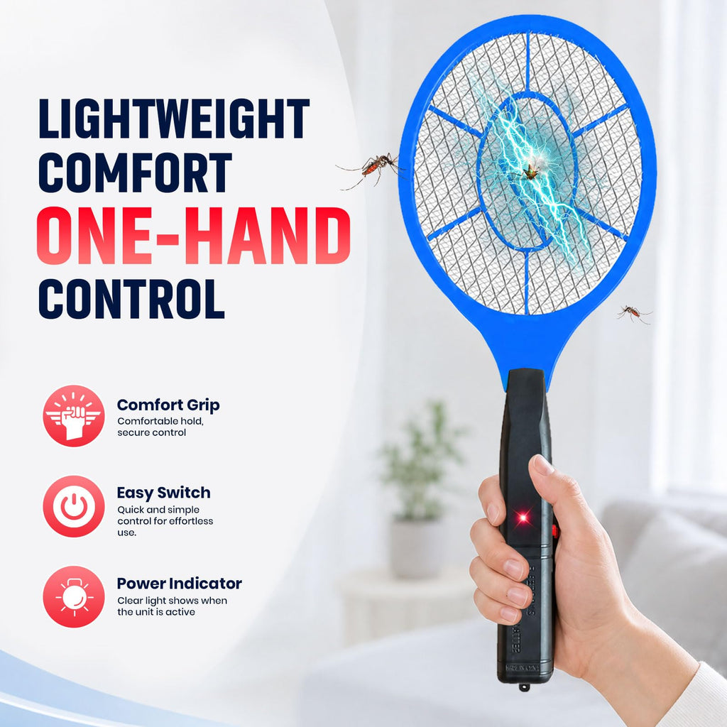 Electric Fly Swatter 2 Pack - 3000V Electric Grid Bug Zapper Racket with Safety Mesh, Handheld Mosquito & Fly Killer for Indoor & Outdoor Use, AA Batteries Required (Not Included)