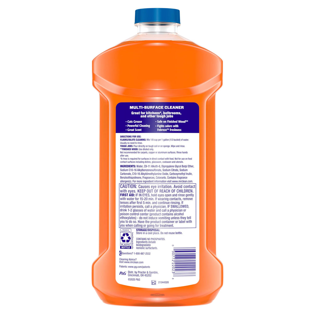 Mr. Clean All Purpose Cleaner, Mop Soap, Floor Cleaner for Mopping Home, Bathroom, & Kitchen, Cleaning Liquid for Mop & Bucket, Cleaning Supplies, Multi-Surface Dilutable, Hawaiian Aloha, 41oz