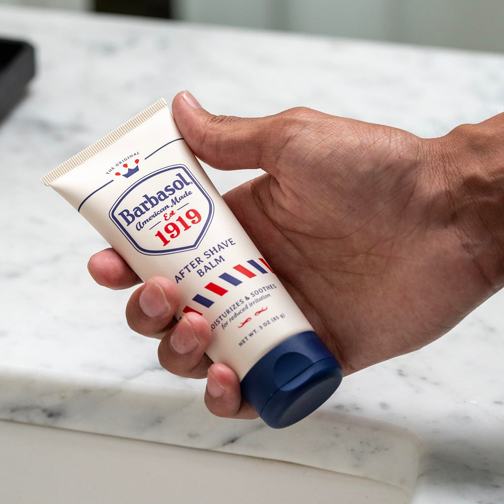 Barbasol 1919 After Shave Balm | Post Shave Balm for Men of All Skin Types | Travel Size Aftershave Cream Soothes, Moisturizes Skin w/Vitamin E, Provitamin B5, Distilled Witch Hazel, 3 OZ (Pack of 1)