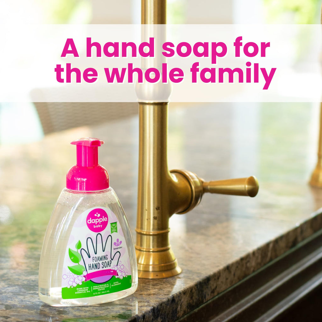 Dapple Foaming Hand Soap, Gentle Hand Wash Baby Soap, Hypoallergenic for Sensitive Skin, Powered by Plants, Lavender, 13 Fl Oz (Pack of 3)