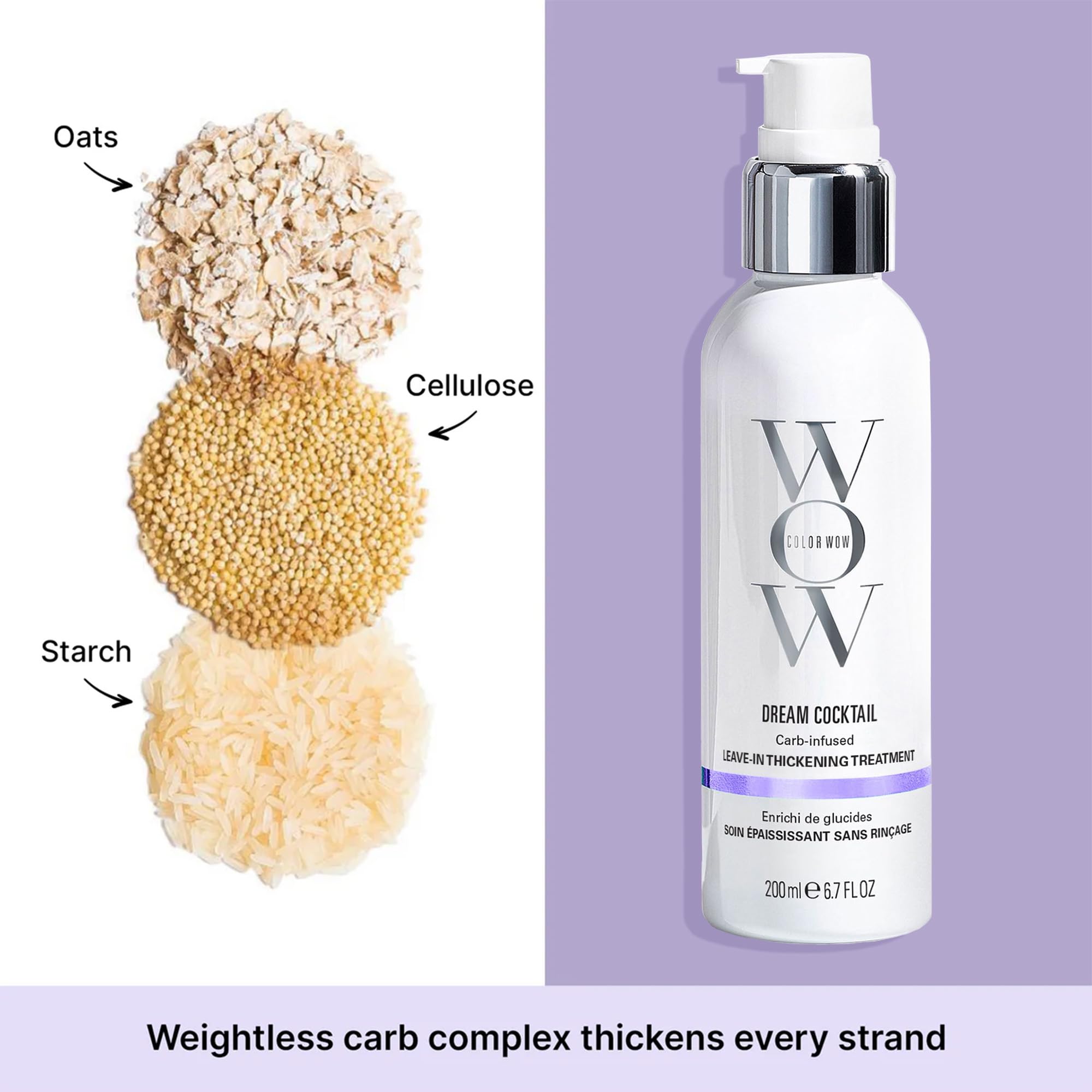 COLOR WOW Dream Cocktail Carb – Carb Infused Thickening Leave-In Treatment | Carb-infused leave-in treatment for thin, flat, limp hair. Transforms strands to thick and full with heat protection.
