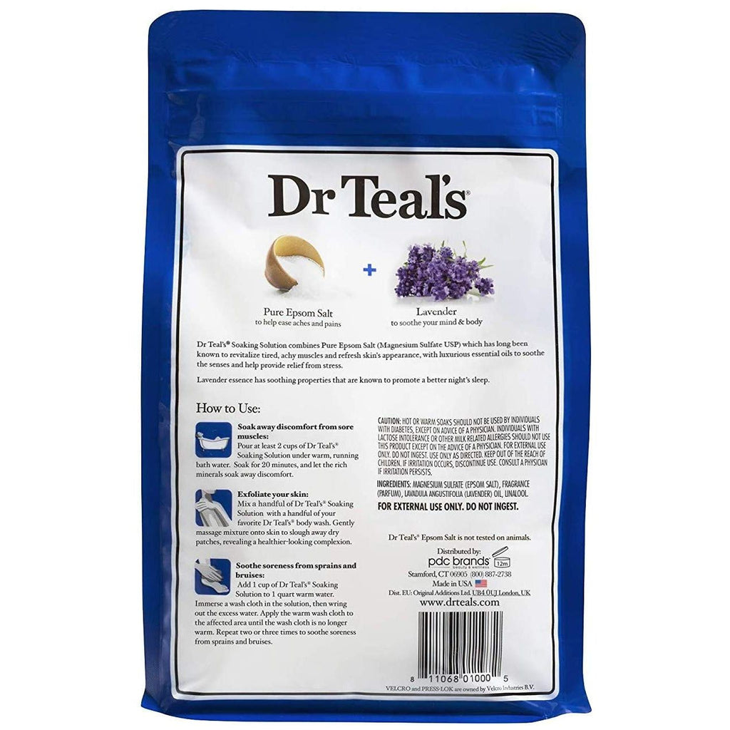 Buy now Dr Teal's Epsom Salt Bath Soaking Solution, Eucalyptus and Lavender, 2 Count, 3lb Bags - 6lbs Total at indiglob india