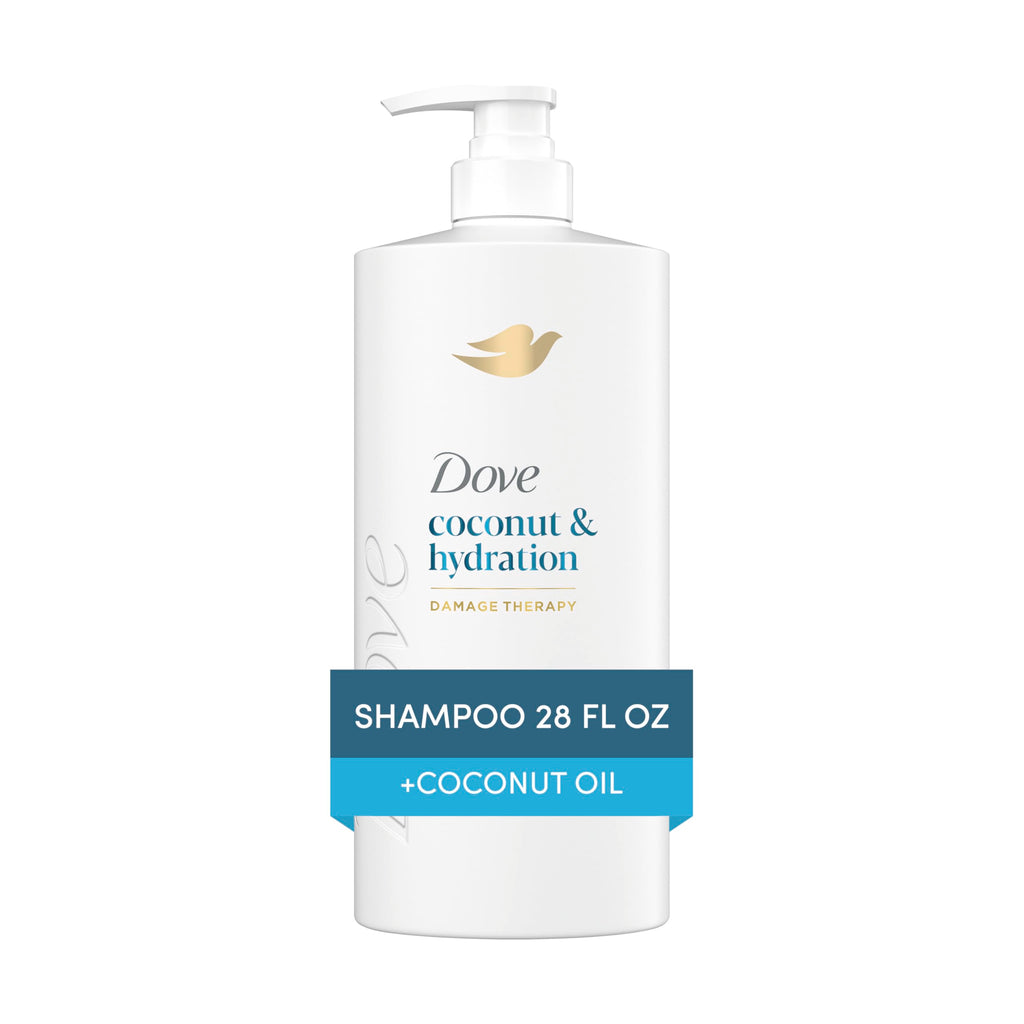 Dove Shampoo Coconut & Hydration for Dry Hair with Bio-Protein Care Technology and Coconut Oil 28 Fl Oz (Pack of 4)