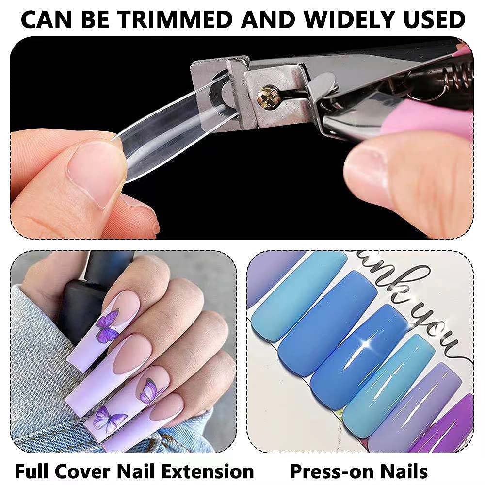 Buy now 120Pcs Extra Long Nail Tips with Box,Clear XXL Straight Tapered Square Full Cover Tips, Press On False for Salons and DIY Art at Home(12 Sizes) at indiglob india