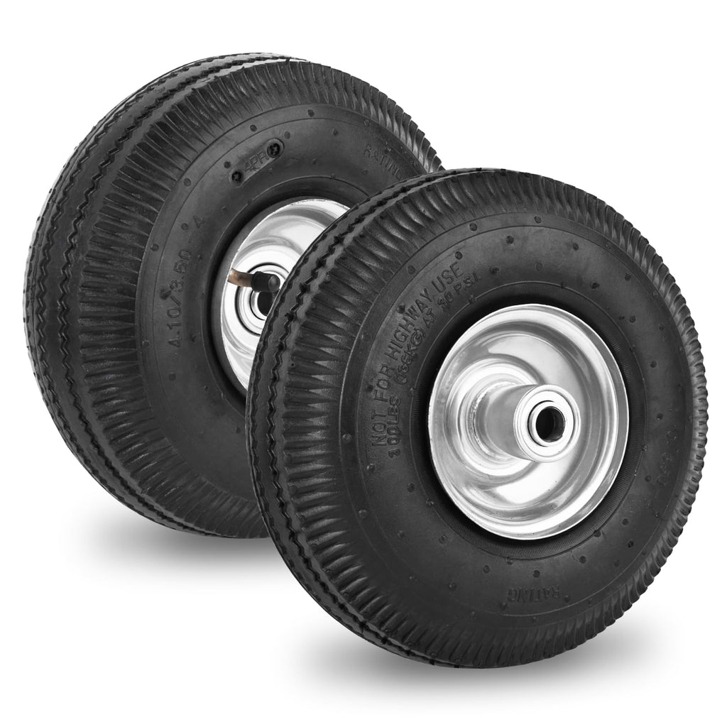 RRQ 4.10/3.50-4 Tire and Wheel, 10 Inch Pneumatic Wheels (2 Pack)