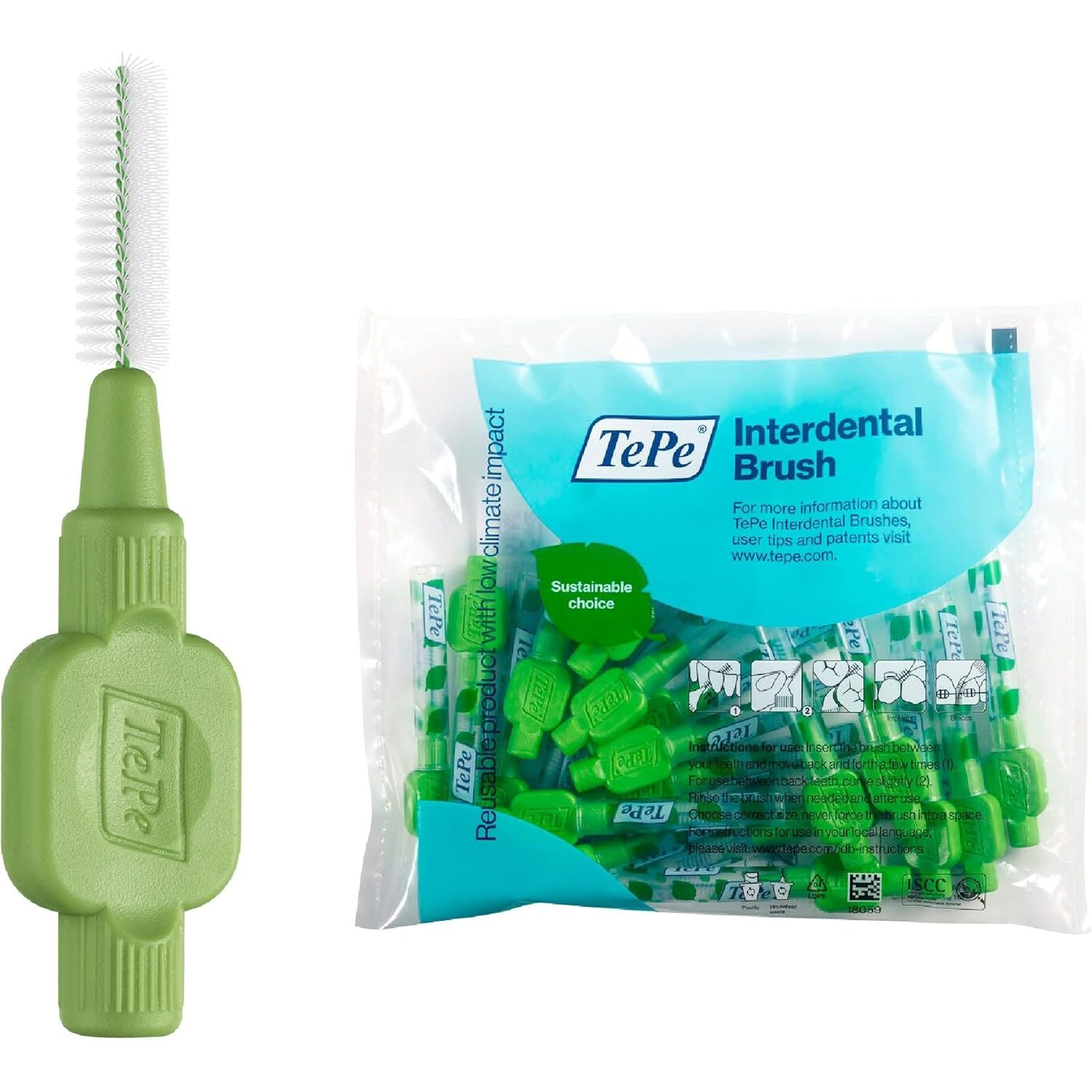 Buy now TePe Interdental Brush Original, Soft Dental Brush for Teeth Cleaning, Pack of 20, 0.8 mm, Large Gaps, Green, Size 5 Green 0.8 mm at indiglob india