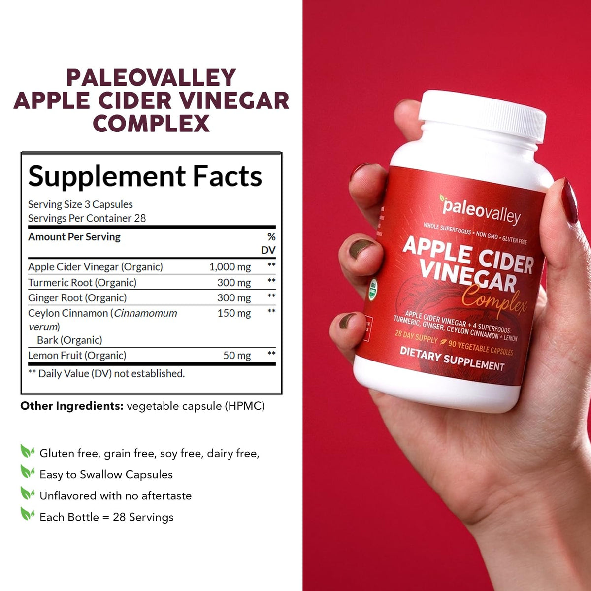 Paleovalley Apple Cider Vinegar Complex Capsules with Organic Superfoods