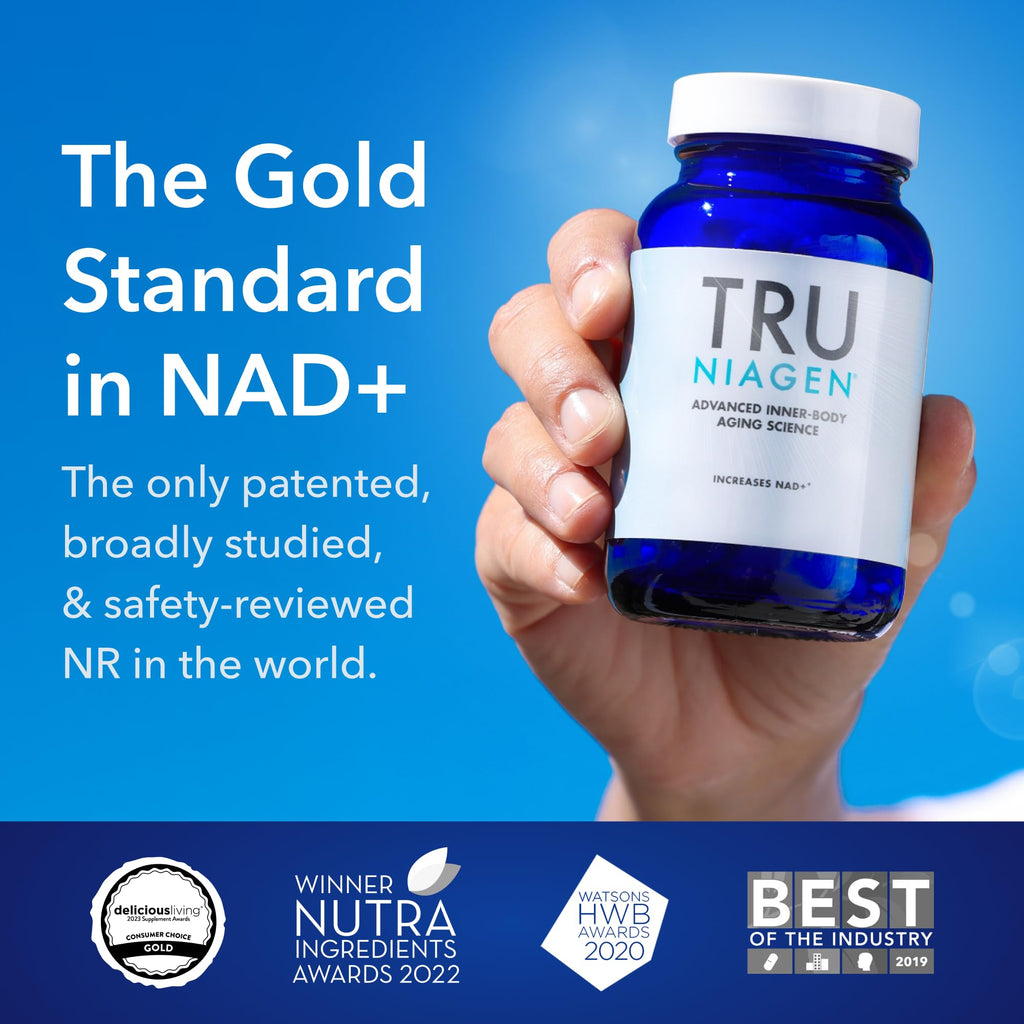 TRU NIAGEN NAD+ Supplement, Nicotinamide Riboside 300mg, 90 Daily Servings | Patented Niagen NR boosts NAD+ to support cellular energy and healthy aging. 300mg, one capsule daily — 90-day supply.