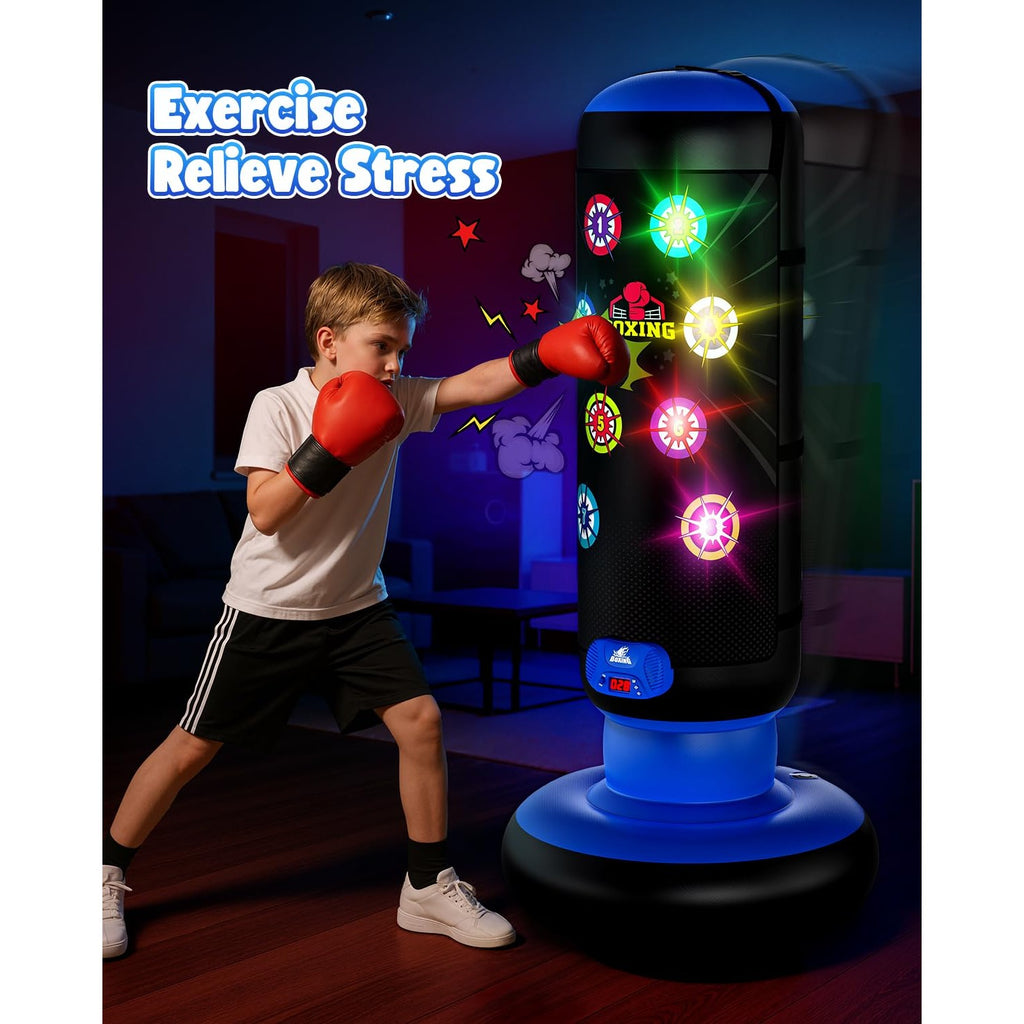 HopeRock Punching Bag for Kids,Boxing Set with Scoring, Light, Music