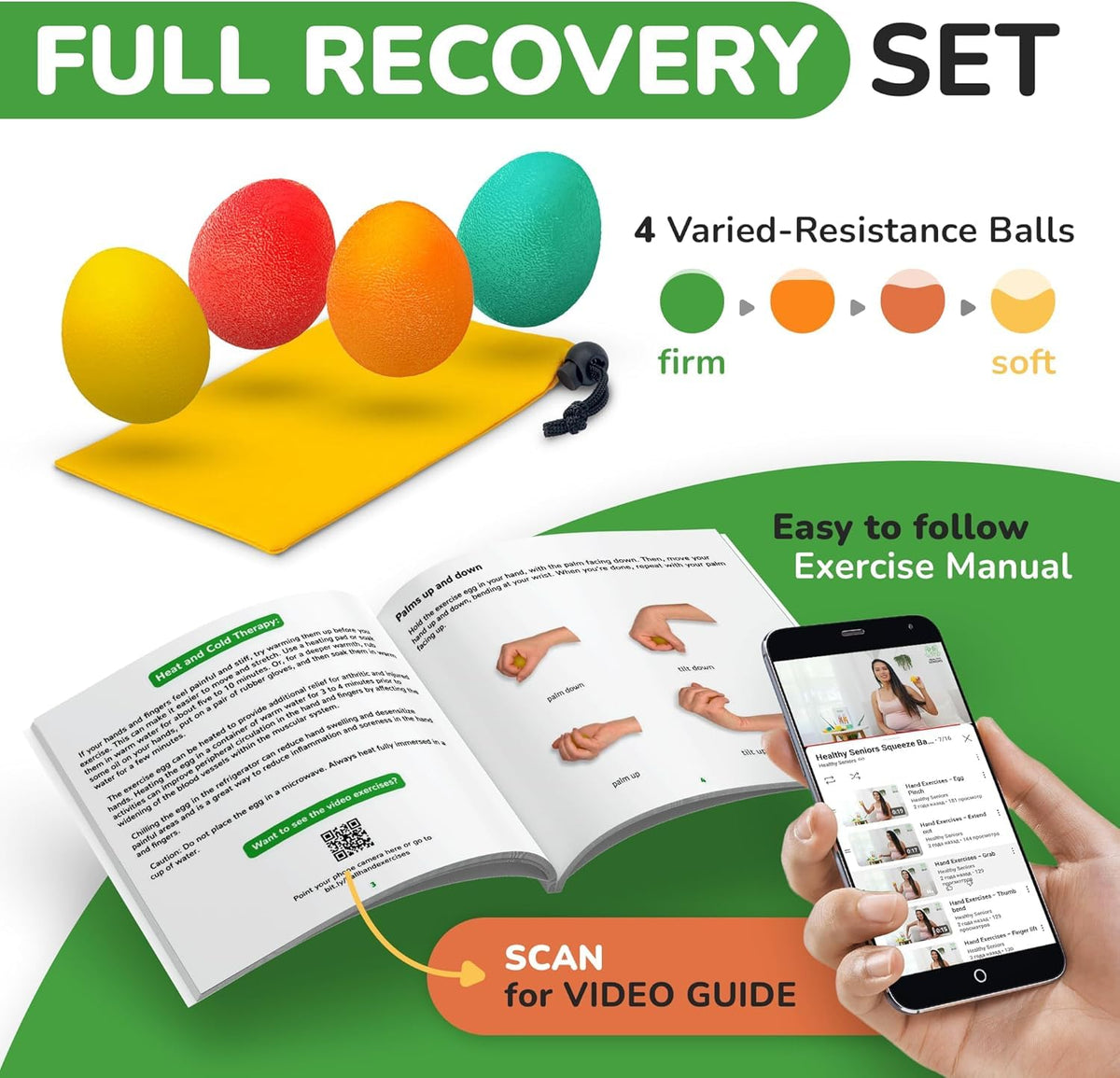 Healthy Seniors Hand Therapy Squeeze Balls for Arthritis & Carpal Tunnel