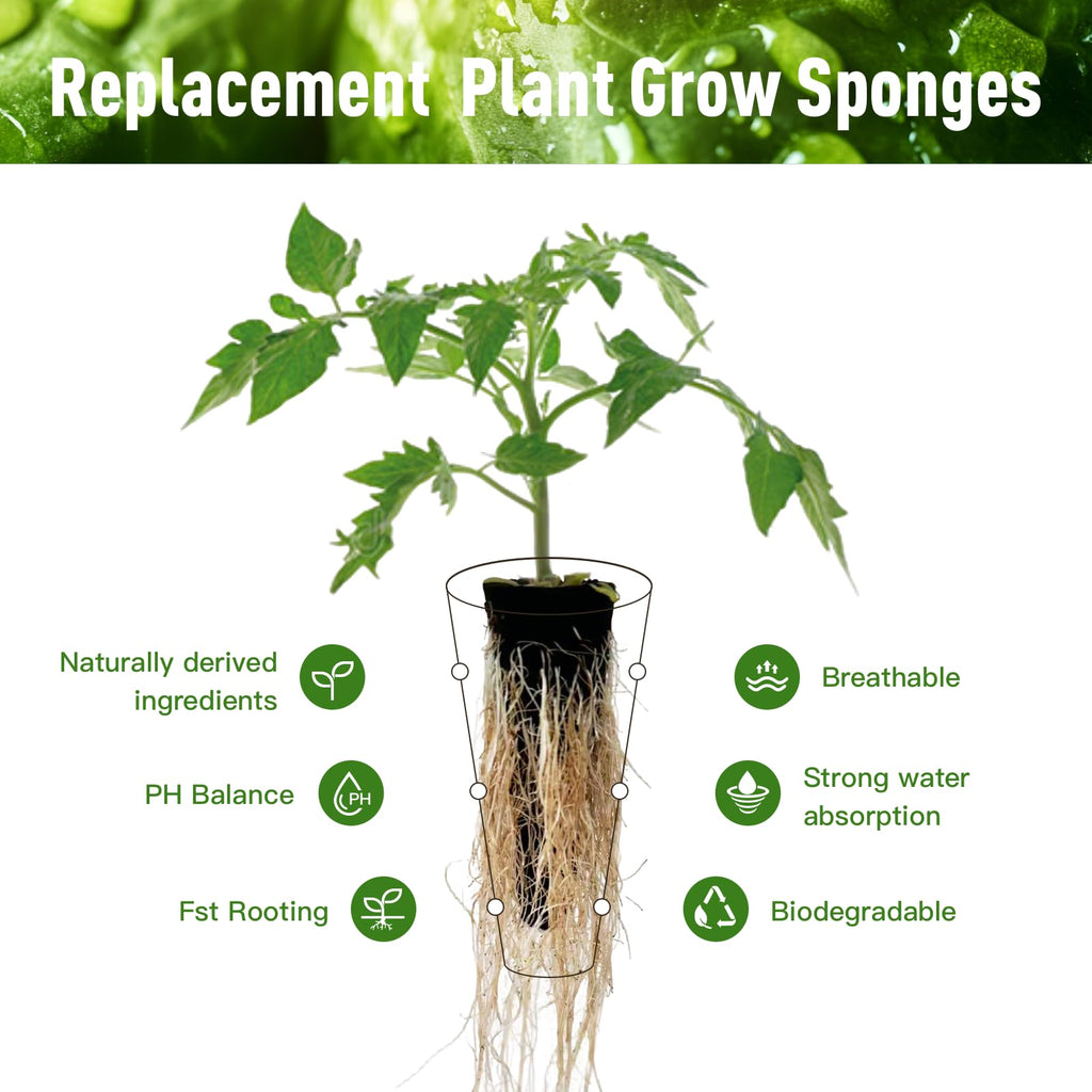 60 Pack Hydroponic Grow Sponges Seed Pods Replacement, Compatible with AeroGarden iDOO and Most Hydroponic Systems. Rapid Rooting Nursery Sponges.