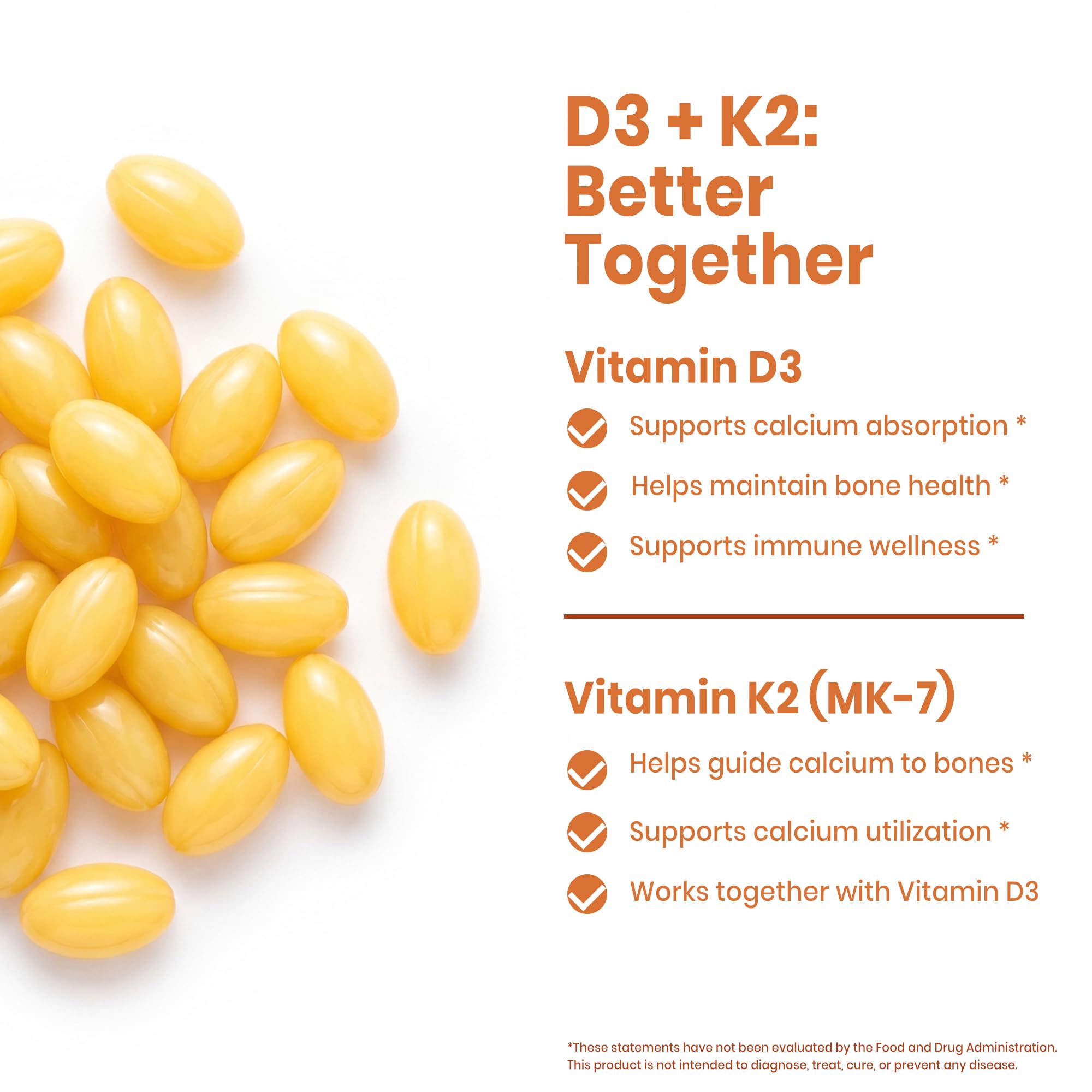 VEV Corefeel Vitamin D3 K2 10,000 IU, 200 mcg MK-7, 300 Coconut Oil Softgels