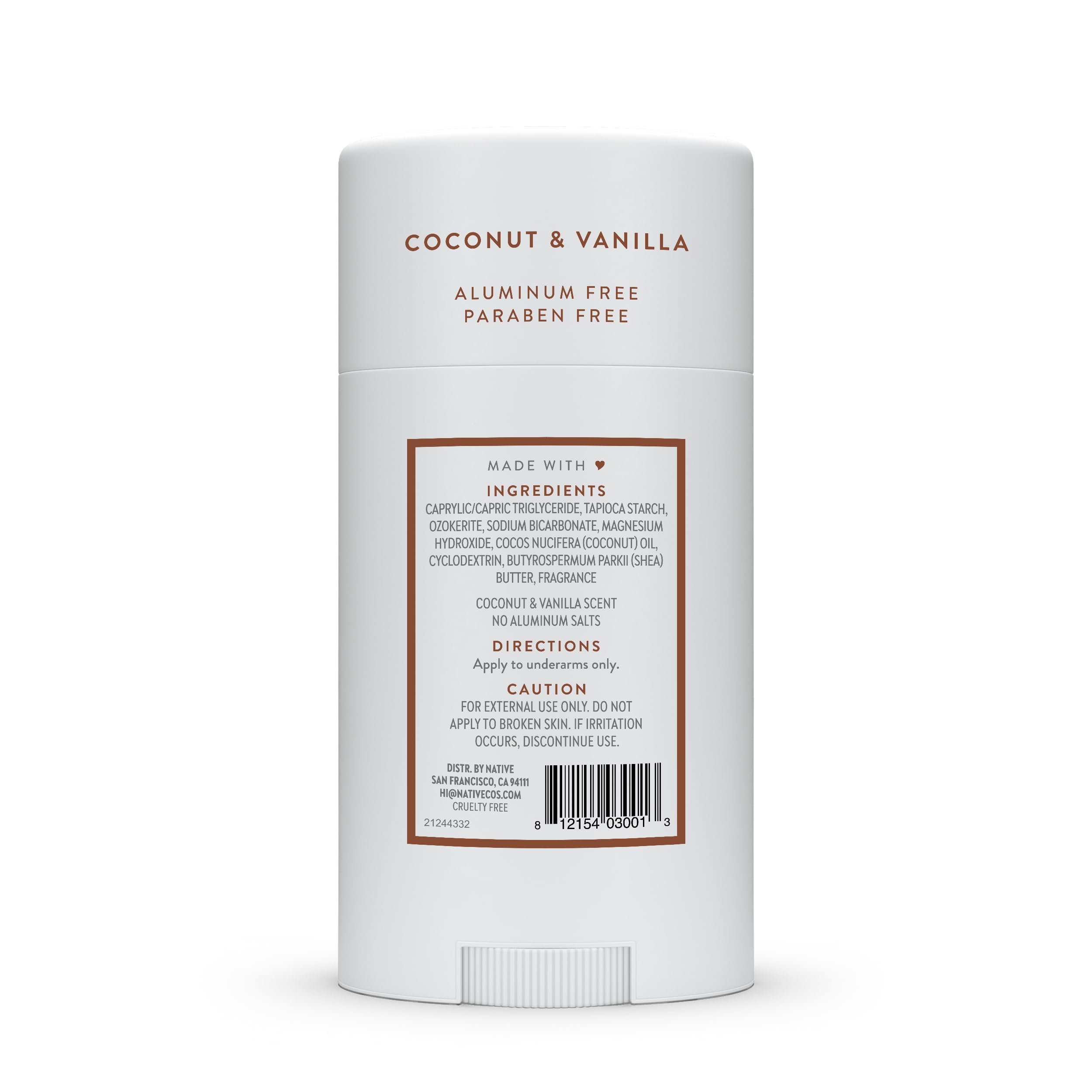 Buy now Native Deodorant Contains Naturally Derived Ingredients, 72 Hour Odor Control | Deodorant for Women and Men, Aluminum Free with Baking Soda, Coconut Oil and Shea Butter | Coconut & Vanilla at indiglob india