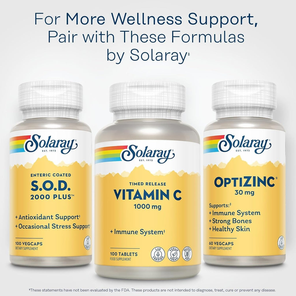 Buy now SOLARAY S.O.D. 2000 Plus - Superoxide Dismutase (SOD) and Catalase Antioxidant Supplement, Wellness Support - w/Green Tea Extract, Calcium, Rosemary, Grape Seed Extract, 60-Day Guarantee, 100 Servings at indiglob india