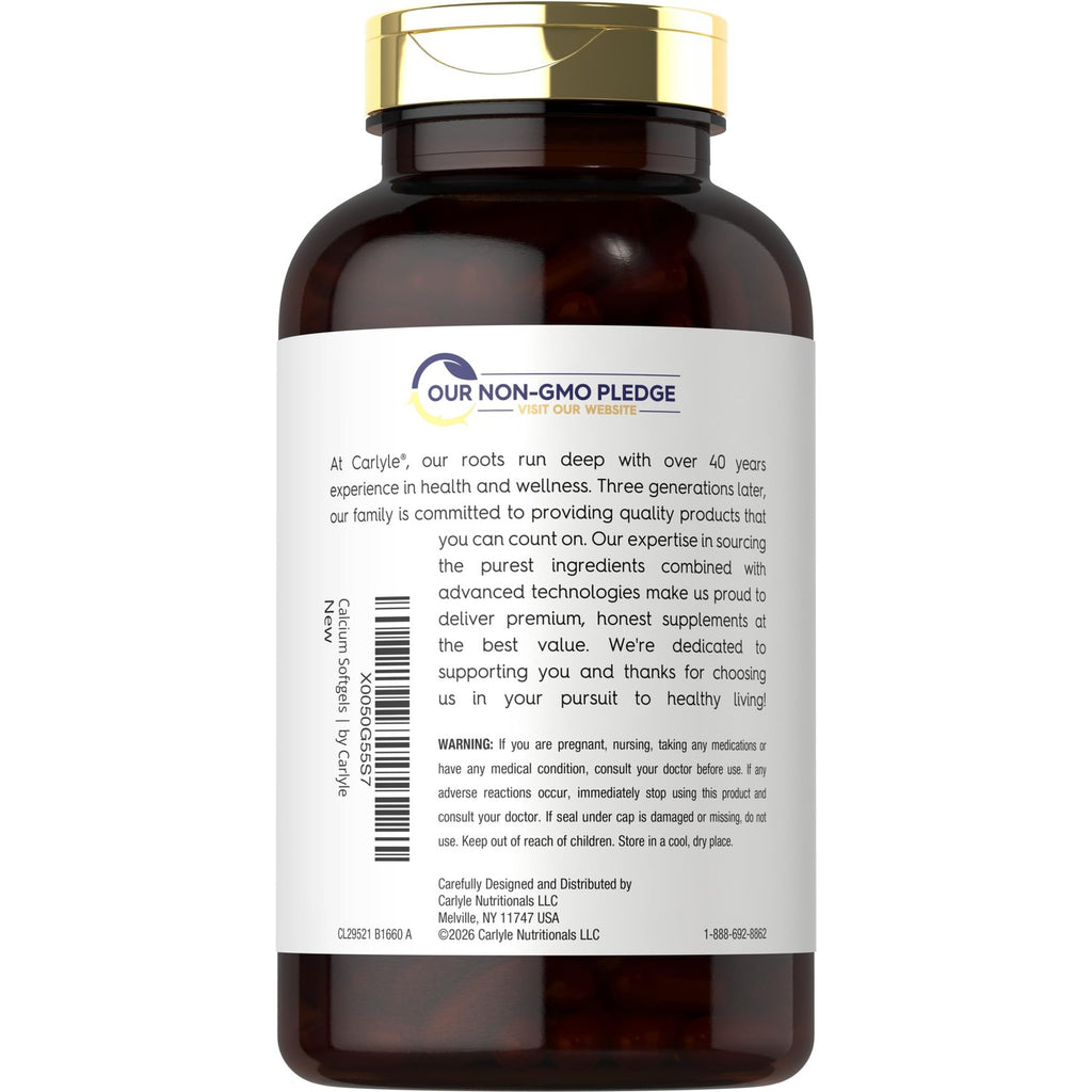 Carlyle Calcium 1200 mg with Vitamin D3 | 250 Softgels | Vitamin D3 1000 IU
