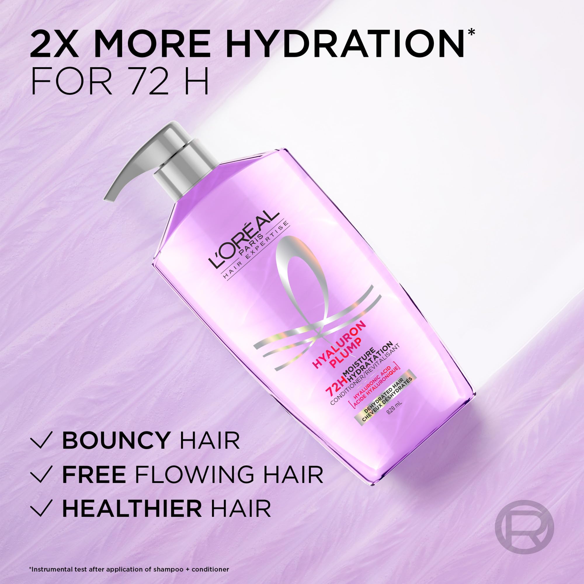 L'Oreal Paris Elvive Hyaluron Plump Hydrating Conditioner for Dehydrated, Dry Hair Infused with Hyaluronic Acid Care Complex, Paraben-Free, 26.5 Fl Oz